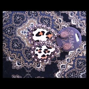 Brand new- Leopard tear drop earrings- bronze